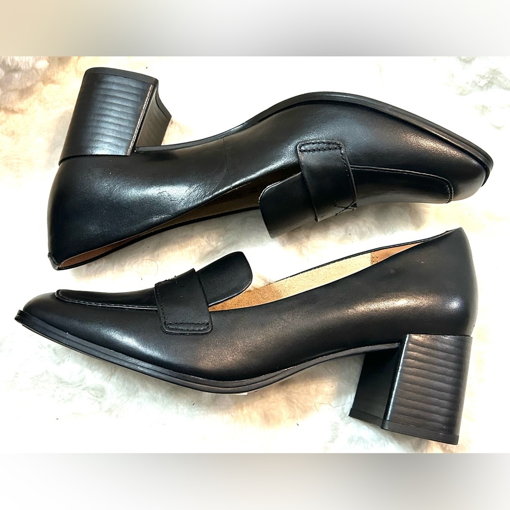 Rockport Black Leather Chunky Block Heel Penny Loafer women’s size 8 - Picture 7 of 13
